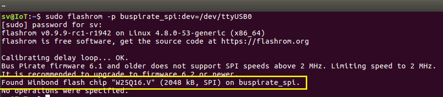 Command execution for identifying the EEPROM chip.