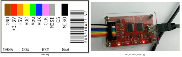 Verifying the connection on the Bus Pirate.